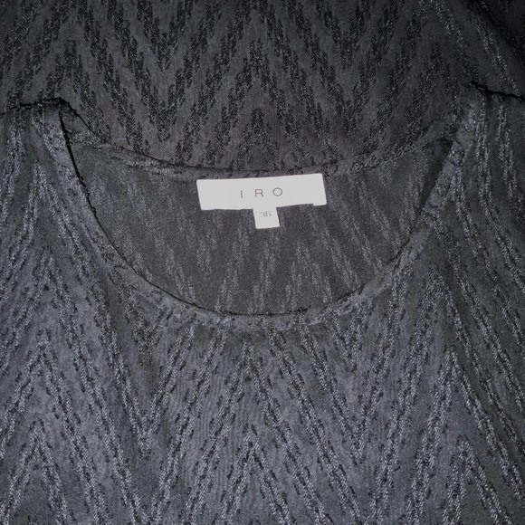 IRO Azade Chiffon Lightweight Textured Black Top Size S Short Sleeve Tunic - Picture 8 of 11